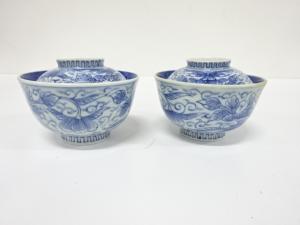 古伊万里　染付　蓋物碗　2客